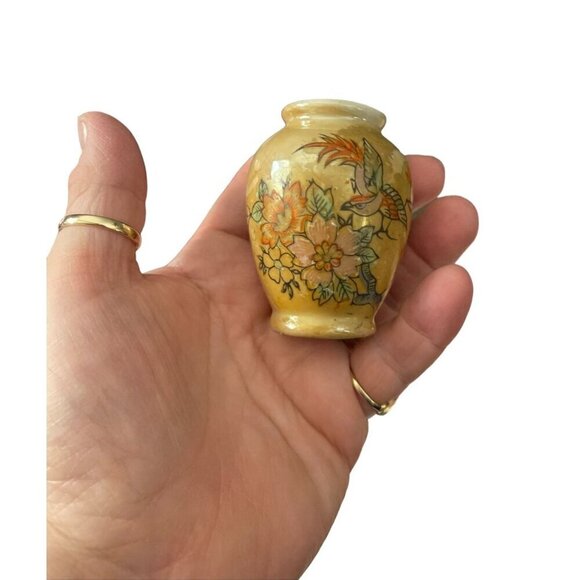 Vintage Hand-Painted Floral & Birds Mini Porcelain Vase Made In Occupied Japan - Picture 7 of 9